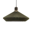 Green pleated pendant lamp on a white background