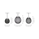 diagram of various sizes of the Umage Around the World Glass Lampshade