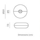 Measurement chart for an umbrella with dimensions displayed