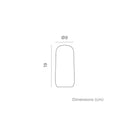 Diagram showing dimensions of a rectangular object with width 19 cm and height 9 cm on a white background.