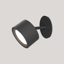 Black outdoor wall light fixture on a gray background