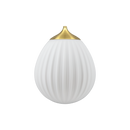 Umage Around the World Glass Lampshade, A white, mouth-blown glass lampshade with a hot air balloon shape, featuring a milky white color, mounted on abrushed brass metal top,