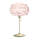 Brass Umage Table Lamp with Rose eather Lampshade