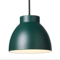 Green pendant light on a white background