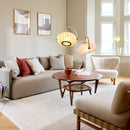 Halo Design DC Textile Pendant Light cluster in living room