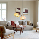 Halo Design DC Textile Pendant Light cluster in living room