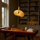 Halo Design DC Textile Pendant Light in forest green over desk