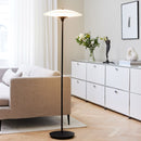 Halo Design Baroni Floor Light Opal Glass in living room