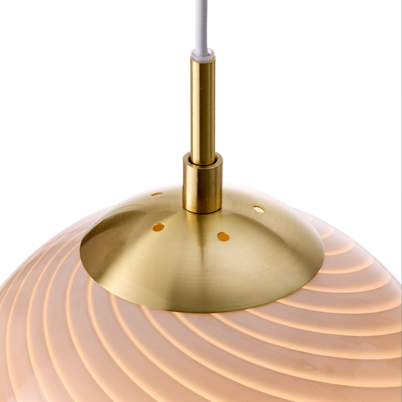 Close up of the top and fixtures of the Halo Design Candy Ball against a  white background
