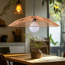 Thatch Dome  Rattan Lampshade above a table and chairs