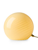Round, cream Candy Ball Table Lamp by Halo Design Lighting on a white background