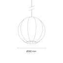 Diagram of the Fibre Silk Globe Lampshade showing the diameter of 300mm