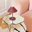 Rechargeable Halo Hygge Table Lamp on a mirrored side table