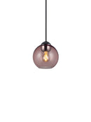 Halo Design Bubbles glass pendant light in rose, 14cm small double-sphere pendant on white background