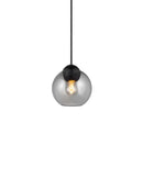 Halo Design Bubbles glass pendant light in smoke, 14cm small double-sphere pendant on white background