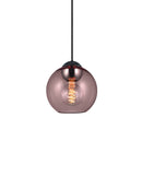 Halo Design Bubbles glass pendant light in rose, 18cm medium double-sphere pendant on white background