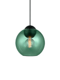 Halo Design Bubbles glass pendant light in green, 24cm large double-sphere pendant on white background