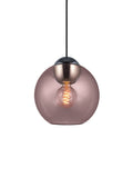 Halo Design Bubbles glass pendant light in rose, 24cm double-sphere pendant packshot on white background