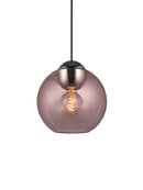 Halo Design Bubbles glass pendant light in rose, 24cm double-sphere pendant packshot on white background