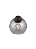 Halo Design Bubbles glass pendant light in smoke, 24cm large double-sphere pendant on white background