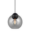 Halo Design Bubbles glass pendant light in smoke, 24cm large double-sphere pendant on white background