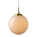 Halo Design Candy Ball Pendant Light with brass fixture available in range of colours including Grey. Pendant light is hanging with a plain white background