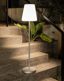 Lola Slim Outdoor Solar Floor Lamp on steps