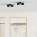 Robin Lamps Randa Mono Ceiling Light in Black and Opal mounted in modern living room