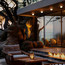 Robin Lamps Rock Ceiling Light in Black and Alabaster mounted on modern outdoor terrace