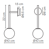 Robin Lamps Royal Single Arm Wall Light Sketch of Technical Information