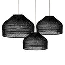 Original Home Ikal Lampshade in Black Rattan - hung in a collection of 3