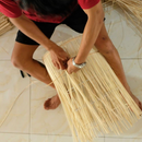 Original Home Lighting - Rattan Lampshade being woven by hand
