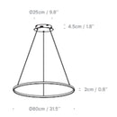 Vortex LED Ring Pendant Light Dimensions
