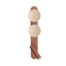 Robin Lamps Bubble wall light in copper with two circular alabaster shades showing natural stone veining and reading spotlight on white background