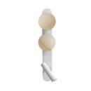 Robin Lamps Bubble wall light in matte white with two circular alabaster shades with warm stone veining and reading spotlight on white background