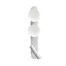 Robin Lamps Bubble wall light in matte white with two circular white opal glass shades and adjustable reading spotlight on white background