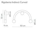 Robin Lamps Rigoberta indirect wall light Curved dimensions diagram showing 50cm width, 32cm height and 9cm wall projection