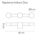 Robin Lamps Rigoberta indirect wall light Duo dimensions diagram showing 45cm width and 9cm wall projection