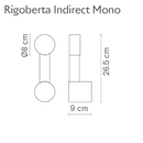 Robin Lamps Rigoberta indirect wall light Mono dimensions diagram showing 26.5cm height and 9cm wall projection