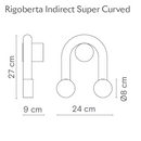 Robin Lamps Rigoberta indirect wall light Super Curved dimensions diagram showing 24cm width, 27cm height and 9cm wall projection