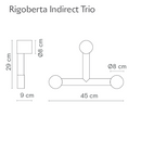 Robin Lamps Rigoberta indirect wall light Trio dimensions diagram showing 45cm width, 29cm height and 9cm wall projection