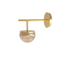 Robin Lamps Roi single arm wall light in gold with transparent smoke ribbed glass dome on white background