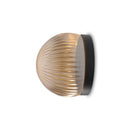 Robin Lamps Roi wall/ceiling light in black with simple base and transparent smoke ribbed glass dome on white background