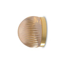 Robin Lamps Roi wall/ceiling light in matte polished brass with simple base and transparent smoke ribbed glass dome on white background