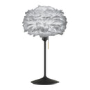 Black Umage Table Lamp with Grey  Feather Lampshade