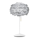 Sante Table Lamp by Umage in White with a EOS Feather Lamp Shade