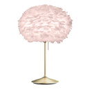 A Brass Table Lamp by  Umage with a Rose Coloured Feather Lampshade