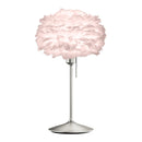 Steel Umage Table Lamp with Rose Feather Lampshade