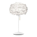 WHite Umage Table Lamp with White Feather lampshade.  A Lovely Feather  Table Lamp