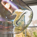 Close up of our hand blown Parison Glass Pendant Light